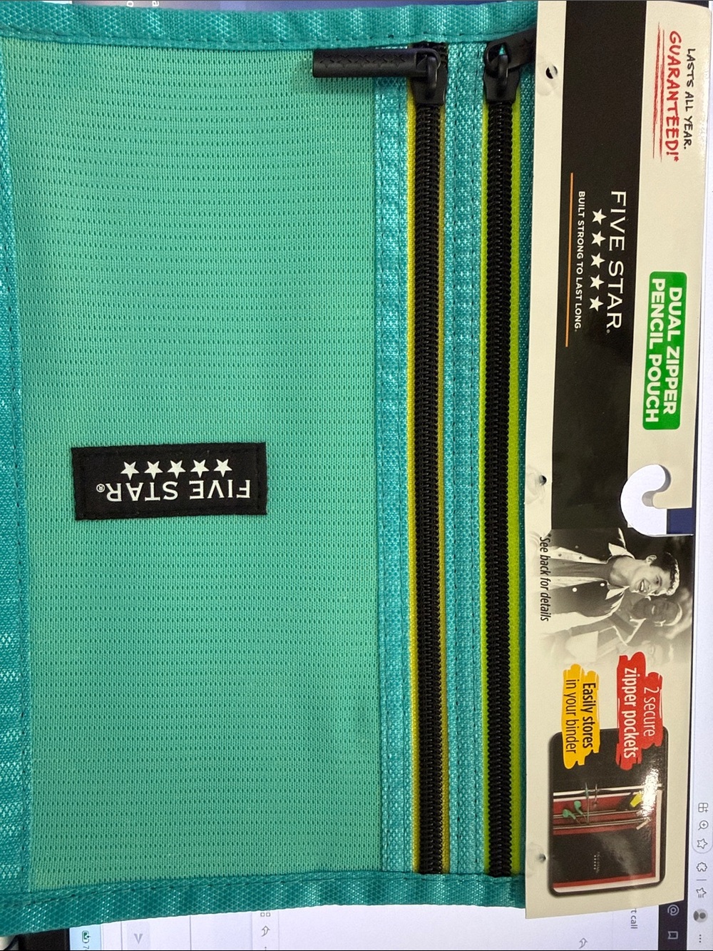 Five Star Dual-Zip Toiletry Pouch in Teal and Black